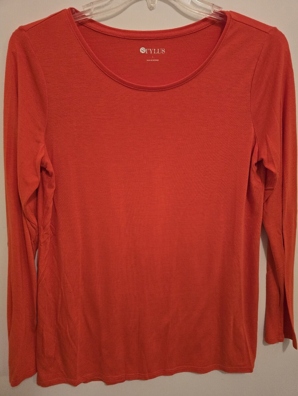 Stylus Women's Long-Sleeve Scoop Neck Top - Orange Size Large